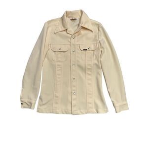 Vintage Lee Shirt Jacket Womens Yellow USA Made Western Snap Button Shacket
